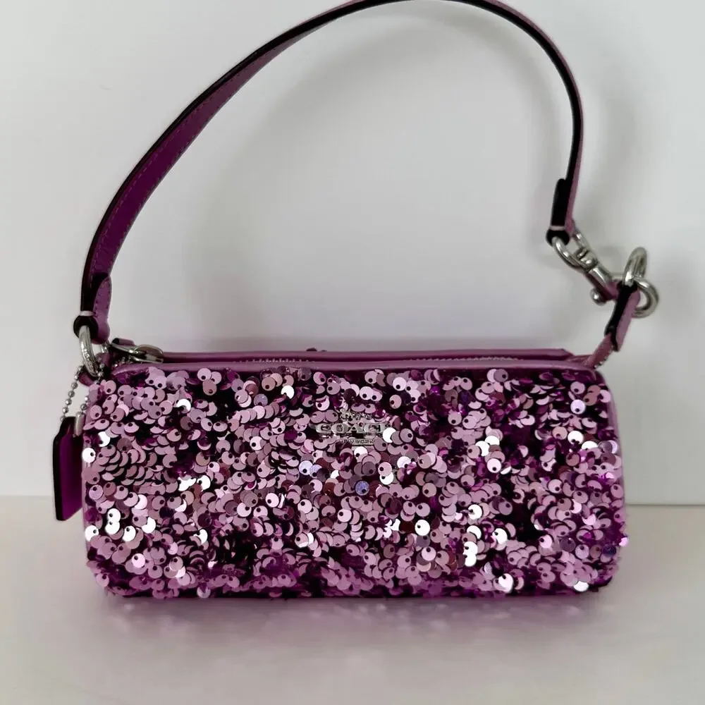 Coach Nolita Limited Edition Barrel Shoulder Demi Bag Lilac Sequin CQ589